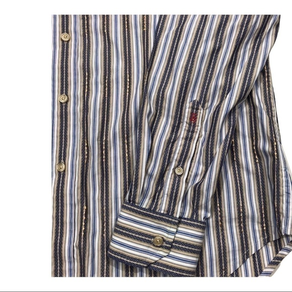 Robert Graham Men's Medium Striped Cotton/Silk Flip Cuff Shirt Embroidered - Picture 5 of 15